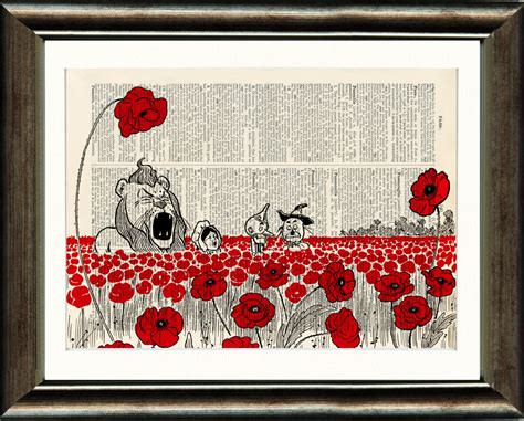 Wizard of Oz Poppy Field Vintage Book Page Print Image on a - Etsy