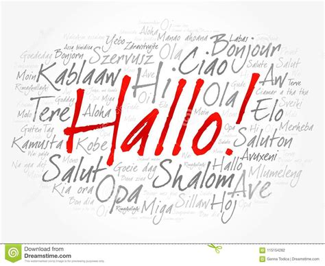 Hallo Hello Greeting in German Word Cloud Stock Illustration - Illustration of japanese ...