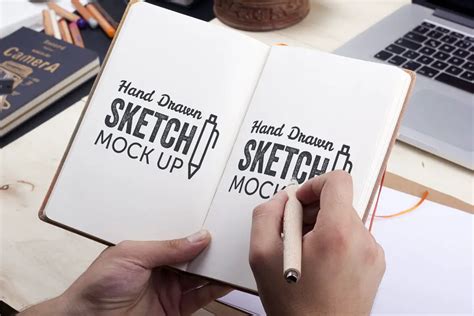 32+ Realistic PSD Sketchbook Mockup Designs For Artists & Designers - PSD Templates Blog