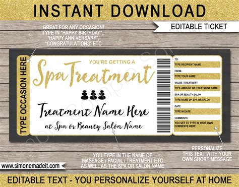 Printable Spa Gift Certificates Template | Editable Massage Gift Voucher