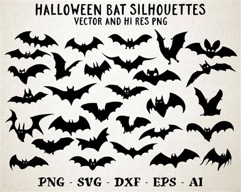 Halloween SVG, Bats SVG, Bat SVG, Halloween Cut Files, Bat Silhouette Vector Svg Dxf Eps Png ...