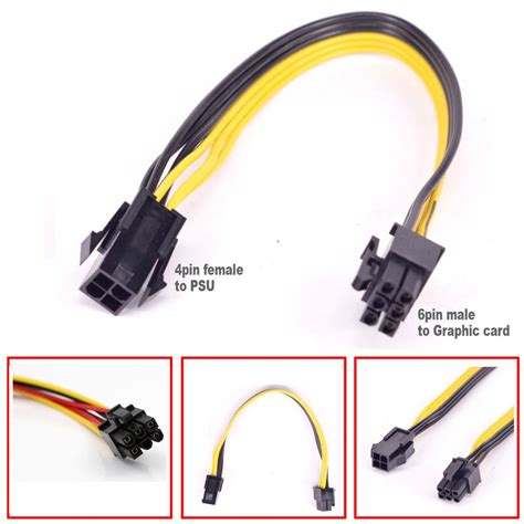 PCIe ATX 4Pin Female to 6Pin Power supply Cable Adapter Converter P4 GPU Graphic Card EPS 22cm 4 ...