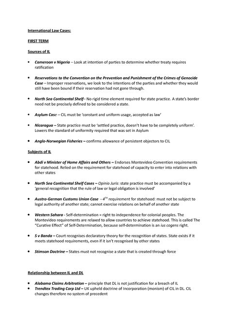 International Law Cases - International Law Cases: FIRST TERM Sources of IL Cameroon v Nigeria ...