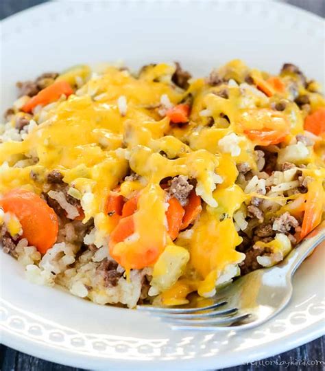 Cheesy Hamburger Rice Casserole - Creations by Kara