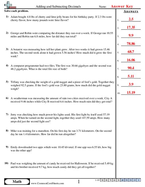 Decimal Worksheets - Worksheets Library