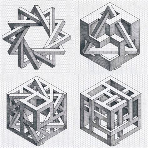 Illusion Drawings, 3d Drawings, Illusion Art, Isometric Grid, Isometric Drawing, Isometric ...