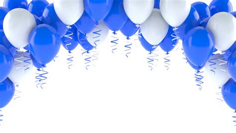 Blue and white balloons on white background - Royalty Free Video