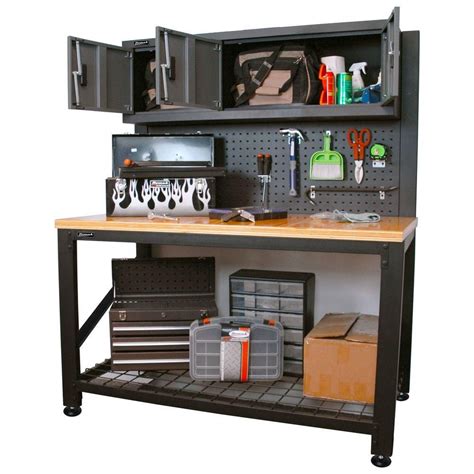 Homak Garage Series 5 ft. Industrial Steel Workbench with Cabinet Storage | Shop Your Way ...