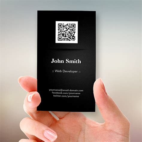 Web Developer - Elegant Black QR Code Business Card Templates