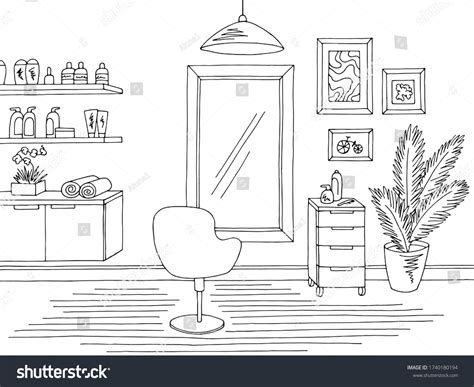 Hair Salon Graphic Black White Interior Stock Vector (Royalty Free) 1740180194 | Shutterstock