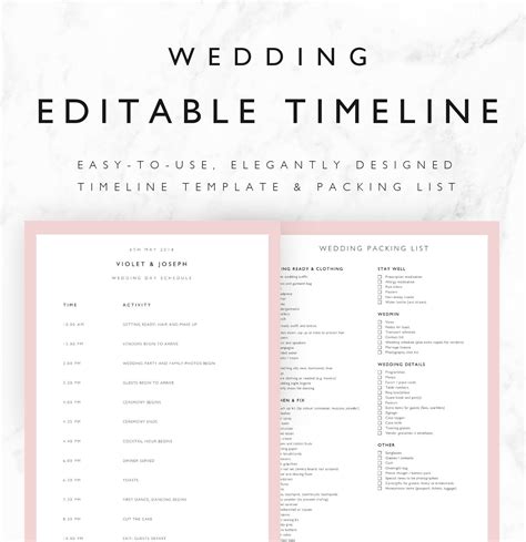 Day Of Wedding Timeline Template Excel | DocTemplates