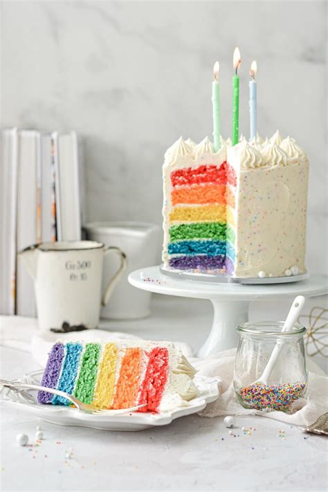 High Altitude Rainbow Birthday Cake with Sprinkle Buttercream - Curly Girl Kitchen