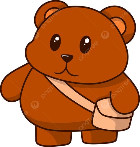 Cartoon Bear With Small Bag, Cartoon, Bear, Baby Bear PNG and Vector with Transparent Background ...