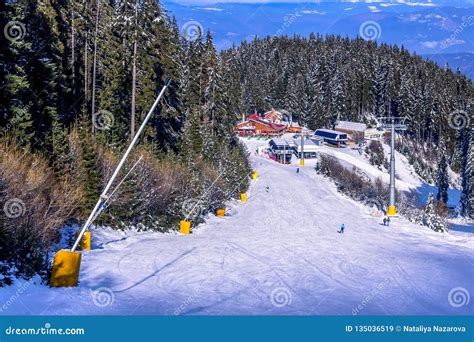 Ski Slope in Bansko, Bulgaria and Skiers Editorial Stock Image - Image of panoramic, resort ...