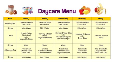 Sample Daycare Menus - 10 Free PDF Printables | Printablee | Daycare menu, Menu planning ...