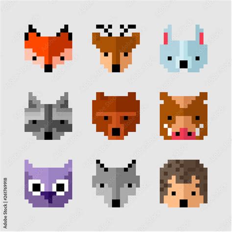 Wild pixel animals. Forest animals pixel art. Wild fauna. Game design animals. Arcade pixel game ...