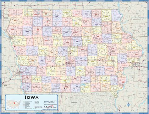 Iowa Counties Wall Map by Maps.com - MapSales