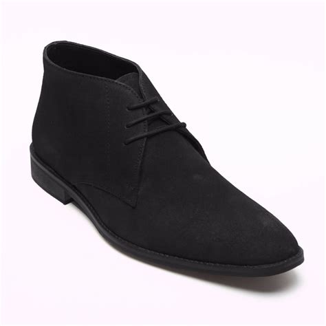 Lucini Formal Men Black Suede Formal Heels Wedding Office Desert Lace-Up Boots - Mens from Aztec ...