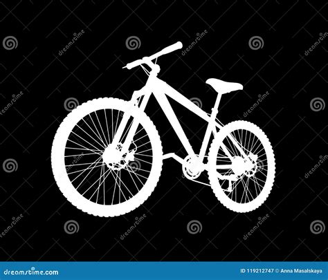 Vector White Bicycle Silhouette on Black Background. Stock Vector - Illustration of silhouette ...