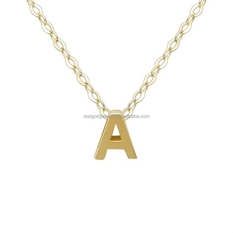 Simple Pure Gold Alphabet Letter Necklace Customized Real 9k 14k 18k Name Necklace Jewelry - Buy ...