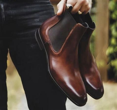 Handmade Men Dark Brown Chelsea Boots for Men, Men Chelsea Formal Boots, Leather Boots for Men ...