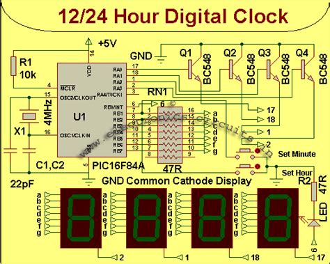 24 Hour Digital Clock Circuit Diagram