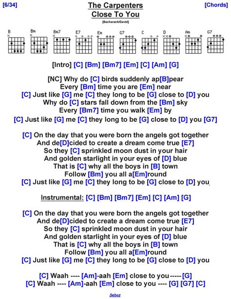 The Carpenters - Close To You | Guitar lessons songs, Piano songs chords, Guitar chords for songs