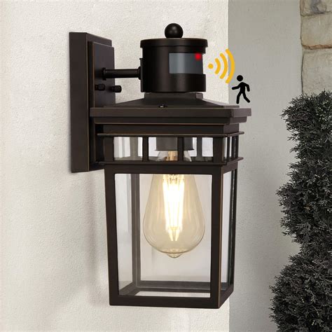 Motion Sensor Outdoor Wall Lantern, Dusk to Dawn Sensor Exterior Wall Light Fixture Outdoor Wall ...