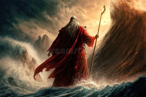 Moses Parting the Red Sea - AI Generative Stock Illustration - Illustration of parted, nature ...