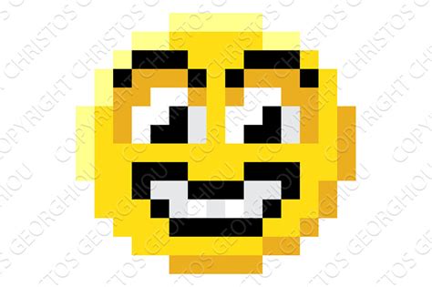 Emoticon Face Pixel Art 8 Bit Video ~ Illustrations ~ Creative Market