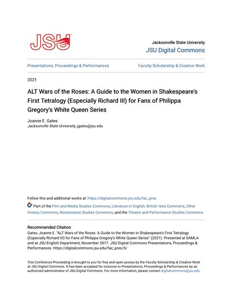 ALT Wars of the Roses: a Guide to the Women in Shakespeare's First Tetralogy (Especially Richard ...