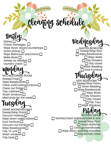 Free Printable House Cleaning Schedule These Daily, Weekly, & Monthly Cleaning Schedule ...