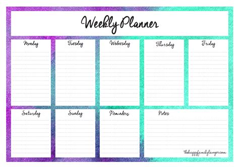 Download your free Weekly Planners now- 5 designs to choose from