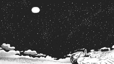 Grayscale photo of cloud illustration, Berserk, anime, night sky, Moon HD wallpaper | Wallpaper ...