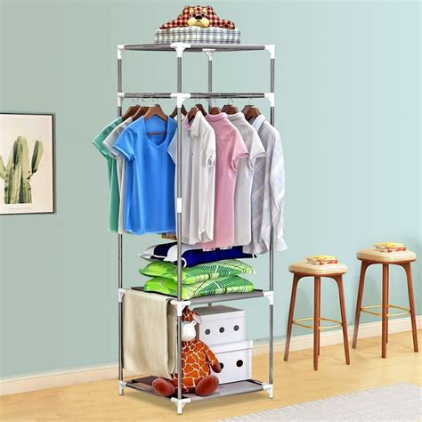 55"x16"x16" Closet Organizer Garment Wardrobe Rack Portable Clothes Hanger Shelf Organizer ...