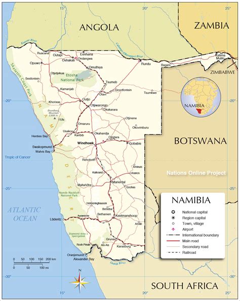 Map Of Namibia Showing Towns – The World Map