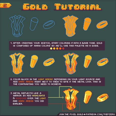 ArtStation - 2 - Gold Coloring Pixel Art Tutorial