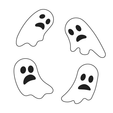 Spooky ghosts monochrome flat vector object. Halloween haunted house spirits. Spooky boo ...