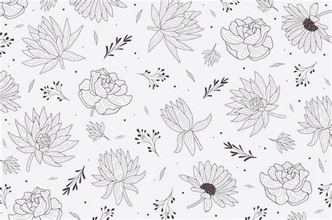 Premium Vector | Black and white floral wallpaper