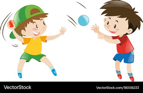 Two boys throwing and catching balls Royalty Free Vector