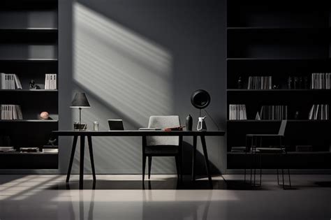 Premium AI Image | Black and White minimalist style office space interior