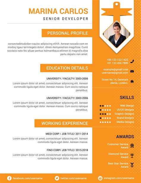 Portfolio Resume PSD Template Digital Template Market