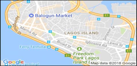 Lagos Map / Lagos, Nigeria, printable exact vector map G-View level 16 (250 meters) street City ...