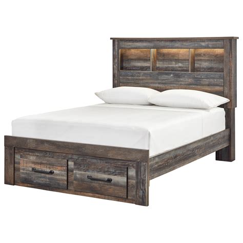 Signature Design by Ashley Drystan Rustic Full Bookcase Bed with Footboard Drawers | Royal ...