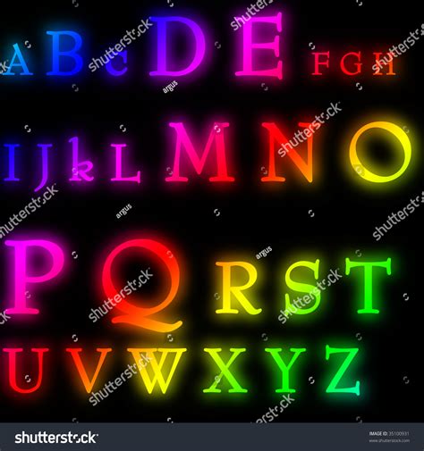 Rainbow Abc On Solid Black Background Stock Illustration 35100931 | Shutterstock