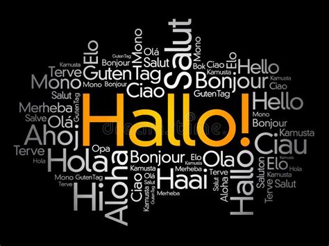 Hallo Hello Greeting in German Word Cloud in Different Languages of the World Stock Image ...