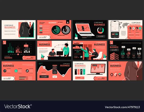 Business meeting presentation slides templates Vector Image