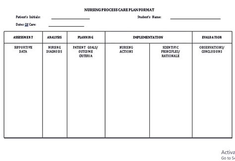 Nursing Care Plan Template Word – Freetheibo.com