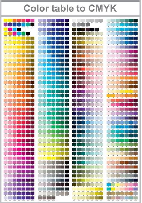 Color print test page. Color table Pantone to CMYK. Illustration CMYK colors for #Sponsored , # ...