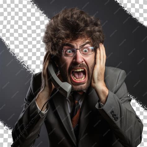 Angry person speaking on phone against transparent background | Premium AI-generated PSD